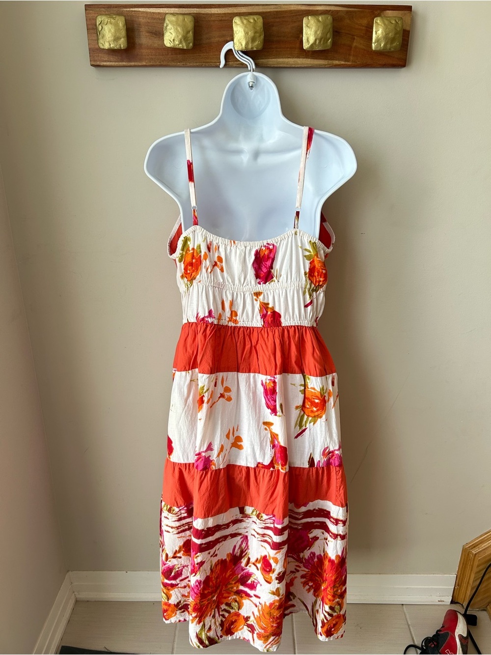 🟢 5 for $25 🟢 100% COTTON Coral Floral Sundress Cottagecore Boho Summer Midi Dre - Picture 5 of 14